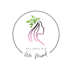 We Mind Wellness Hub logo features soothing colours and symbols of mental health and wellness.